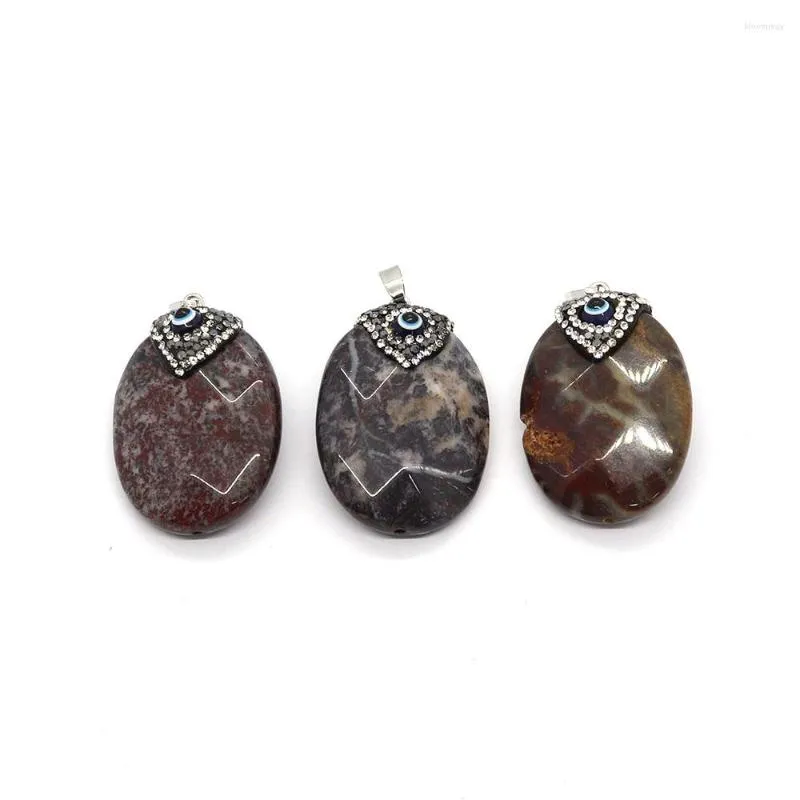 Colares pendentes de pedra natural incrustada do diabo oval oval 30x45mm turco para fazer jóias Brincho de colar de jóias