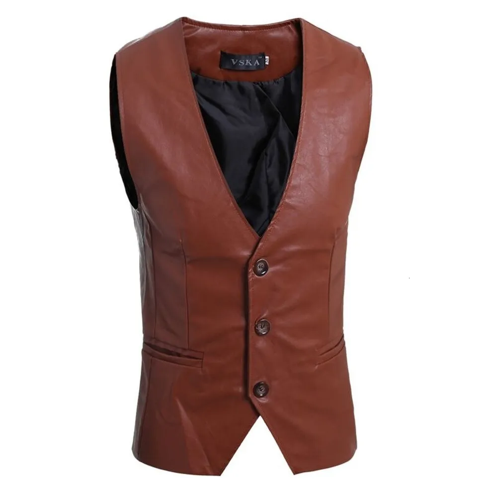 Men's Vests ZOGAA men's vest simple and versatile leather slim fit 230311_voghion.com