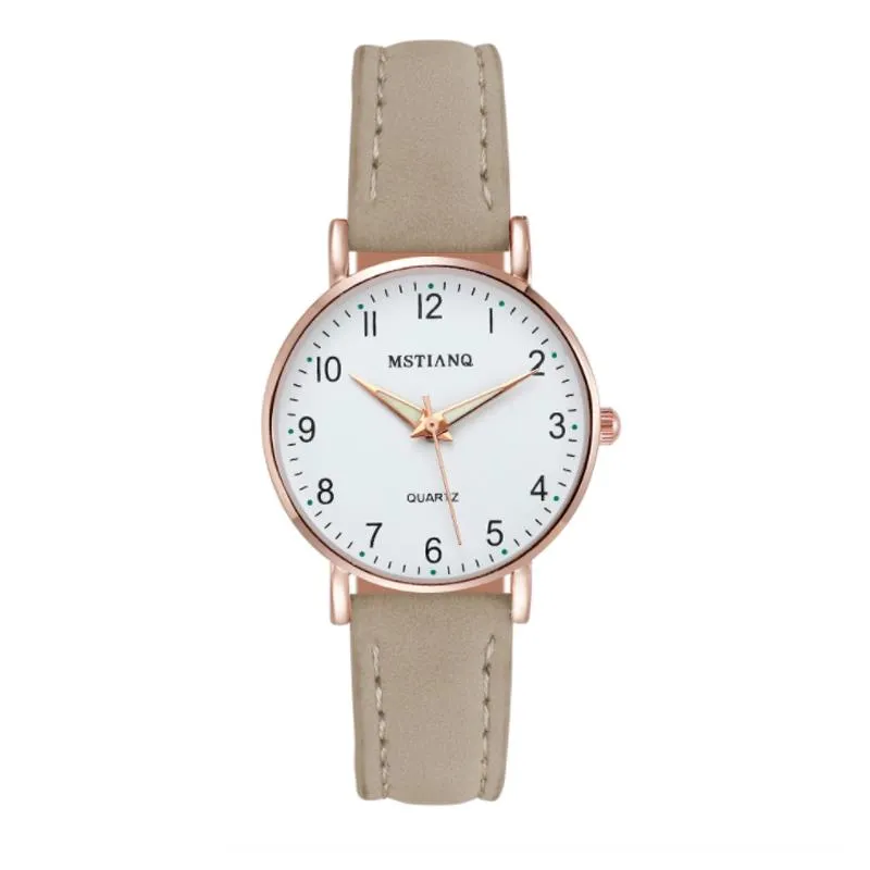 HBP dameshorloge 30 mm mode-casual lederen riem dame quartz-horloge met kleine wijzerplaat