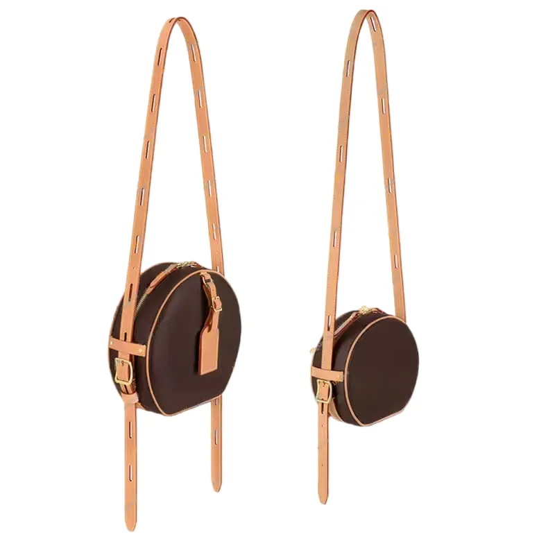 Brown Genuine Leather Round Bucket Shoulder Bag for Women Zipper Closure Cell Phone Pocket Fashion Crossbody Bag Small Size