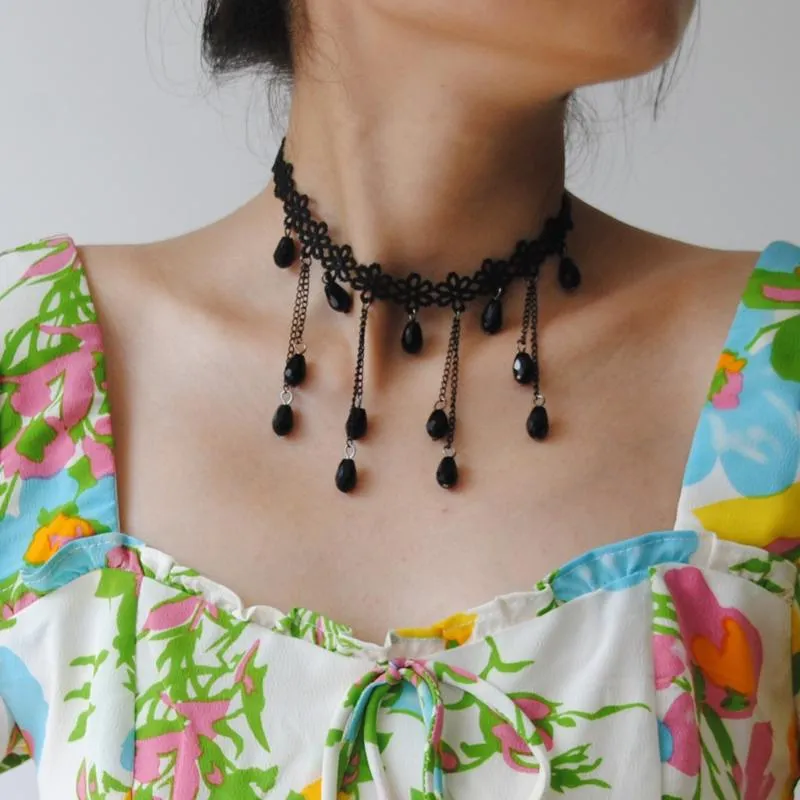 Choker Woman Chokers Handmade Gothic Fashion Black Pendant Vintage Lace Women's Necklace Jewelry Accessories