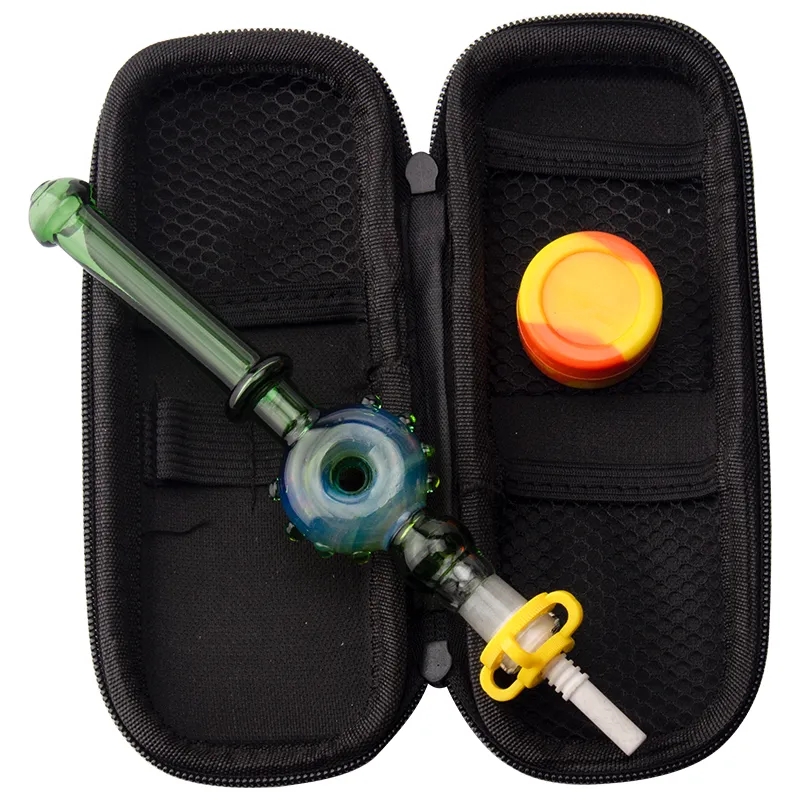 ChinaFairPrice NC083 Sigara Boruları Torba Seti 10mm Seramik Kuvars Tırnak Klipsi Dabber Aracı Silikon Kavanoz O Ring Swirl Hava Akışı Başlı Renk Dab Rig Cam Boru