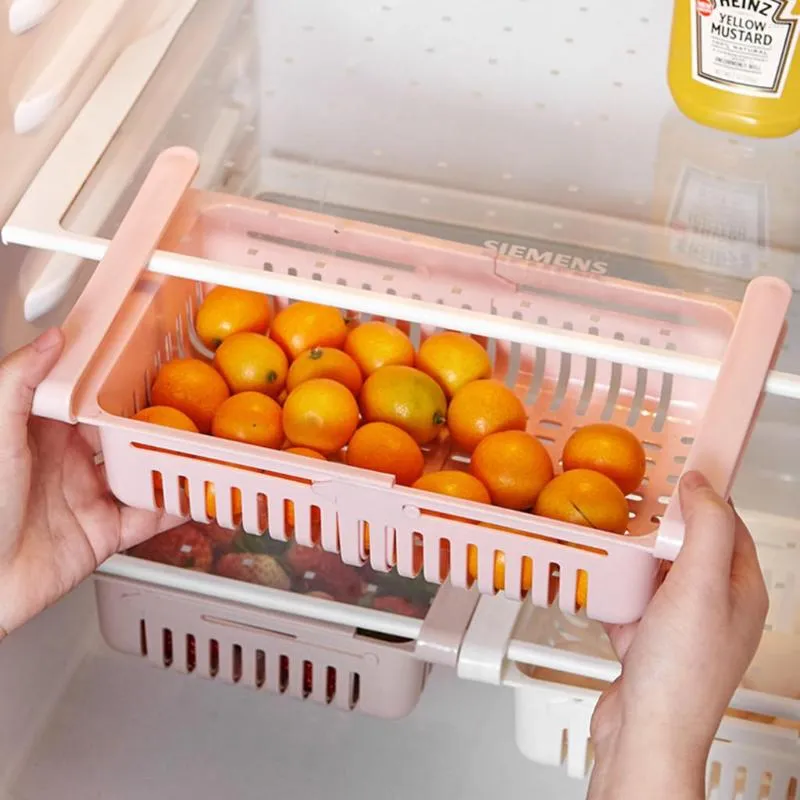 Mutfak Depolama Ayarlanabilir Gerilebilir Buzdolabı Organizer Çekmece Sepet Çekmeceleri Sebze Raf Tutucu #3