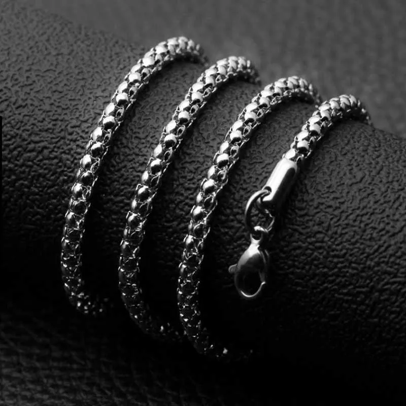 Chains 5MM 7MM 9MM Wide Stainless Steel Corn Nacklace Popcorn Chain For Men Women Hight Quality Basic Cubic Solid Metal Curb Cuban Link