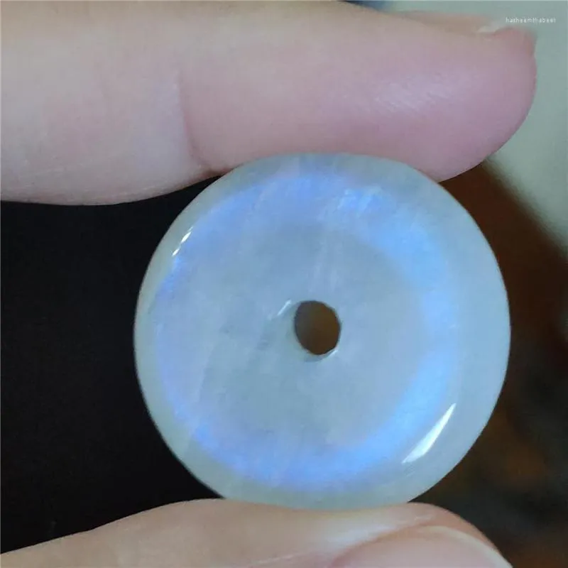 Colliers pendants authentiques Blue Natural Light Moonstone guérison Gérothes Crystal Stone Donut Round Perle Collier Fashion Femme