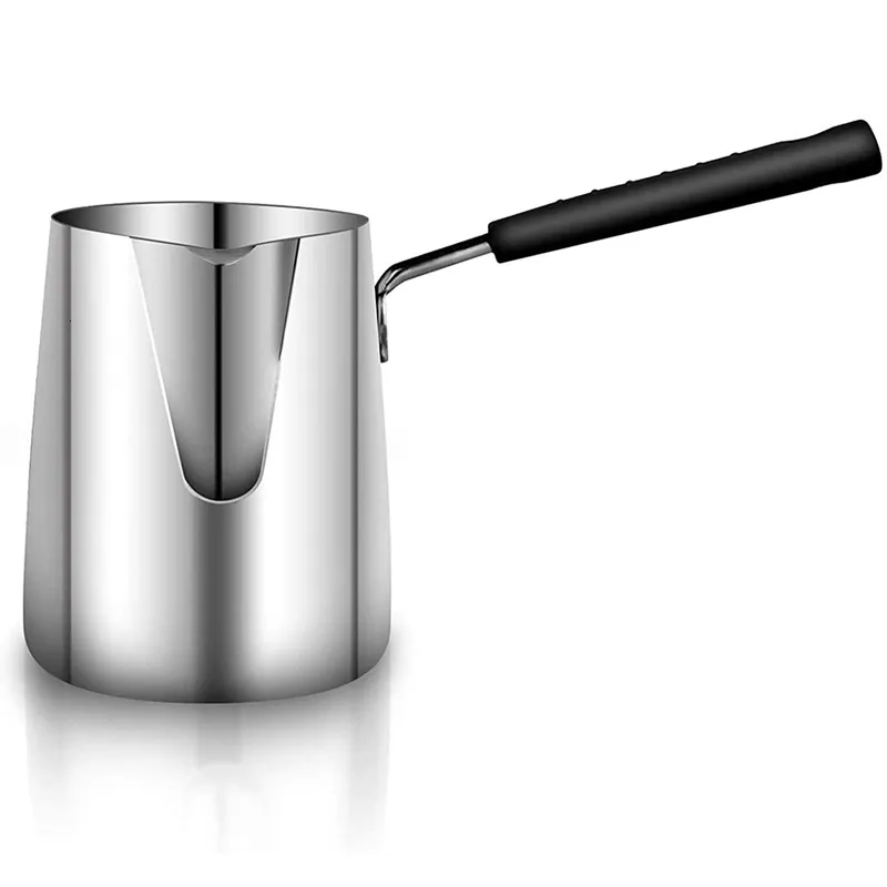 Milk Pot 600ML Turkish Coffee Stainless Steel And Warmer Chocolate Butter Melting With Heat Resistant Handle 230311