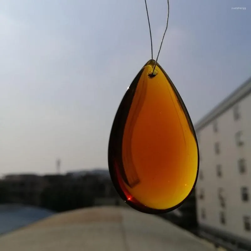 Ljuskrona Crystal Camal 10st 47mm Amber Smooth Teardrop Prisms hängslampa hängande prydnad bröllop hem fest smycken hantverk