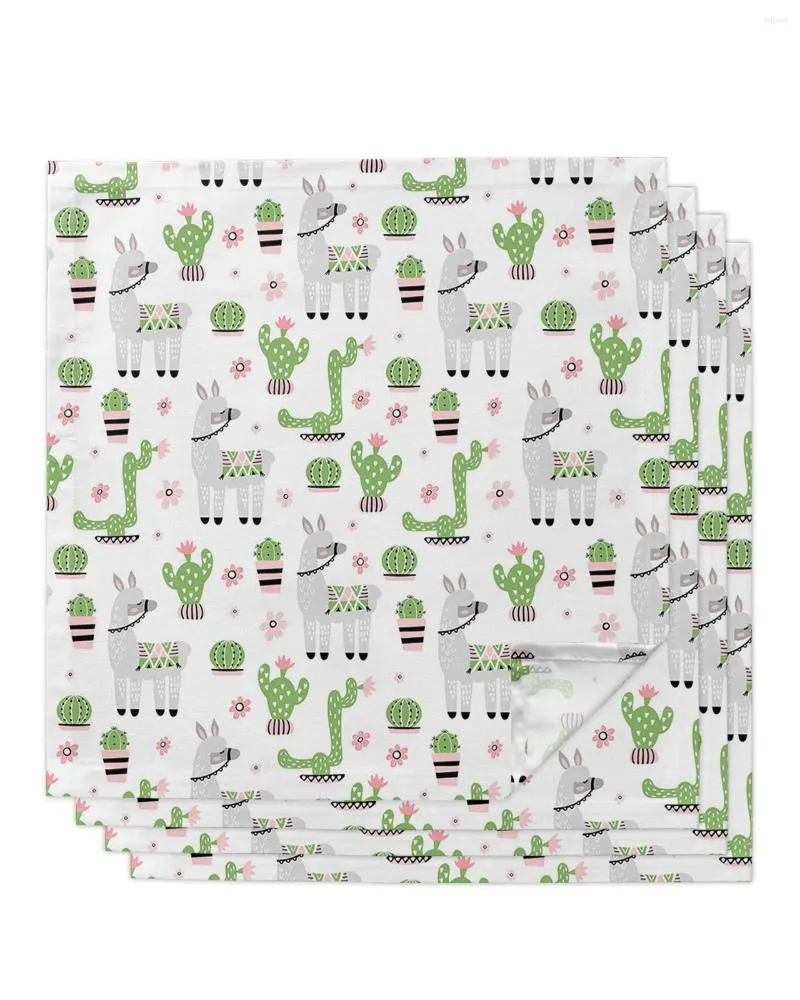 Serviette de table Animal alpaga Cactus vert 4/6/8 pièces tissu décor dîner serviette pour cuisine assiettes tapis décoration de fête de mariage