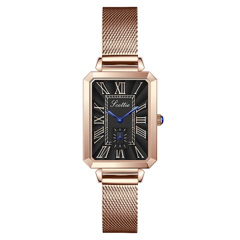 Redes de pulso de alta qualidade de alta qualidade Miyota Quartz Movimento Official 316L Steel Band Womenwatch With Fashion Square Case à prova d'água