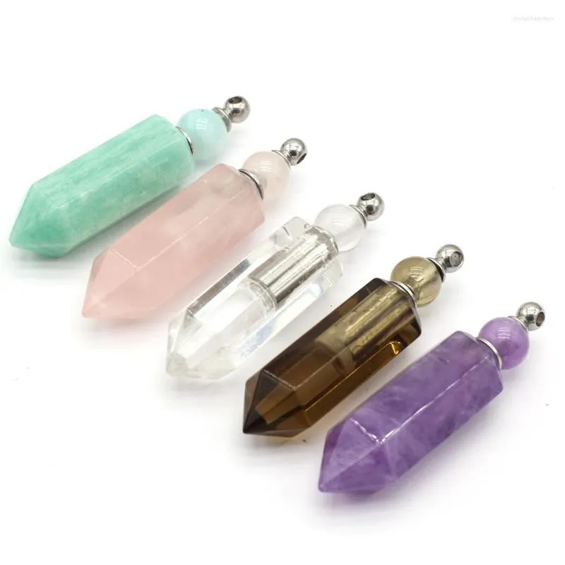 Pendant Necklaces -selling Boutique Natural Pink Crystal Semi-precious Stones Rhombus Creative DIY Fashion Charm Necklace Jewelry Gift