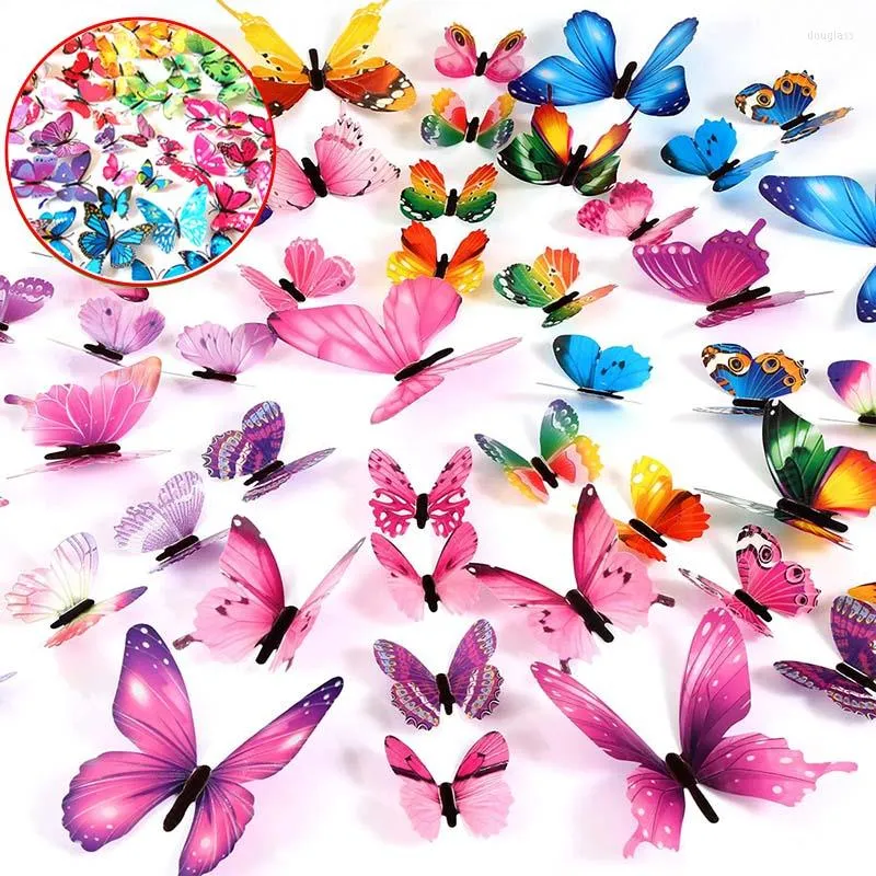 Adesivos de parede 12pcs/lote 3D DIY Multicolor Butterfly adesivo de borboleta grátis Crianças Kids Baby Baby Kitchen Home Room Decoration Acessórios