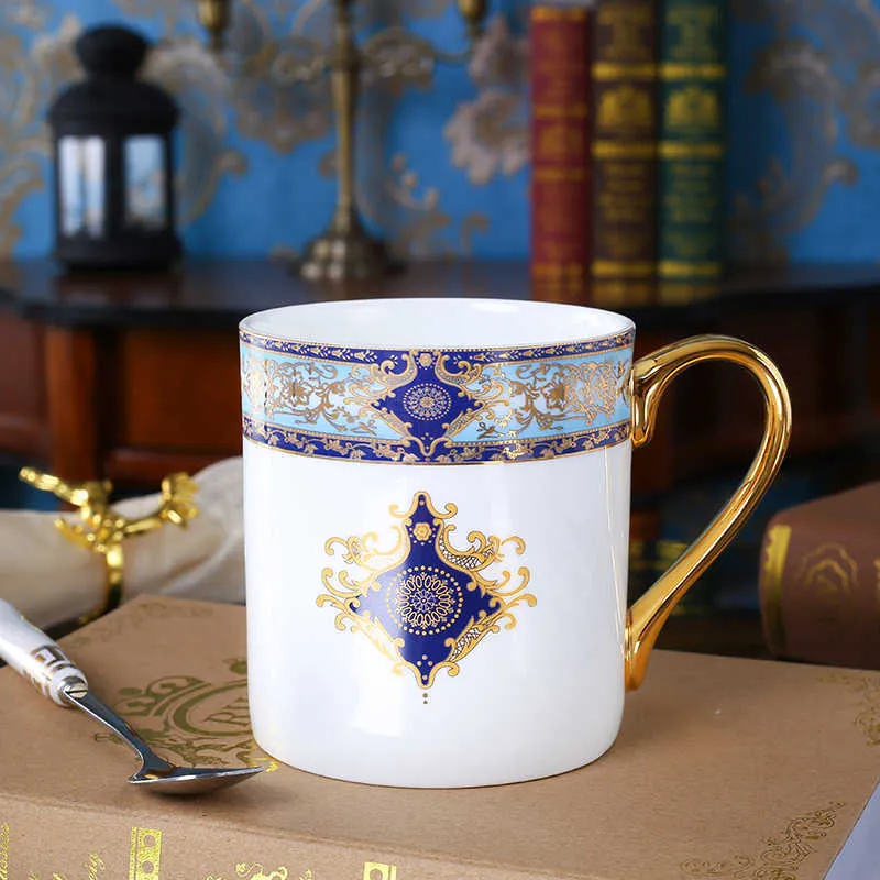 Tasse en céramique Tasse à café Bone China Drinkware Tasse à thé en porcelaine Baroque Vintage Cadeau d'anniversaire 500ML Cadeau d'anniversaire Home Decor