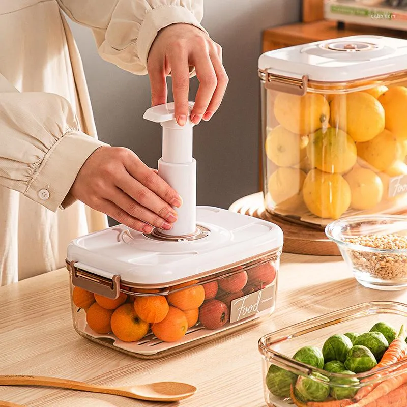 Bouteilles de stockage cuisine grande capacité récipient alimentaire boîte sous vide avec distributeur de filet de vidange organisateur de réservoir scellé Transparent