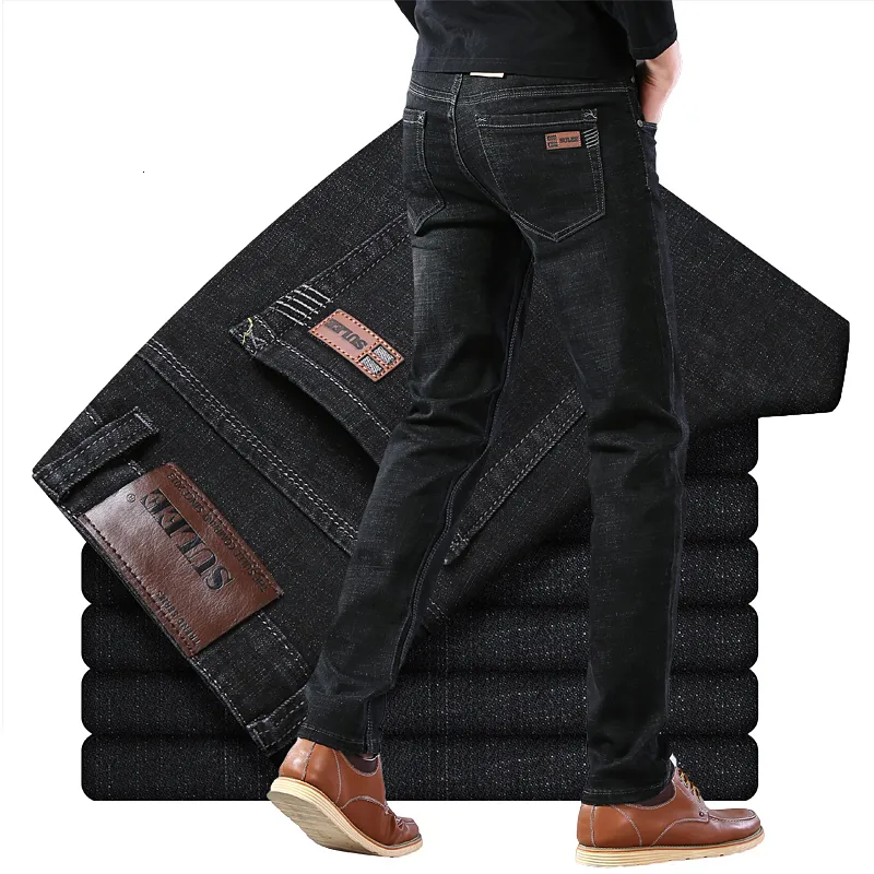 Herr jeans sulee topp varumärke komfort raka denim byxor mäns jeans företag avslappnad elastisk manlig högkvalitativ byxor 230313