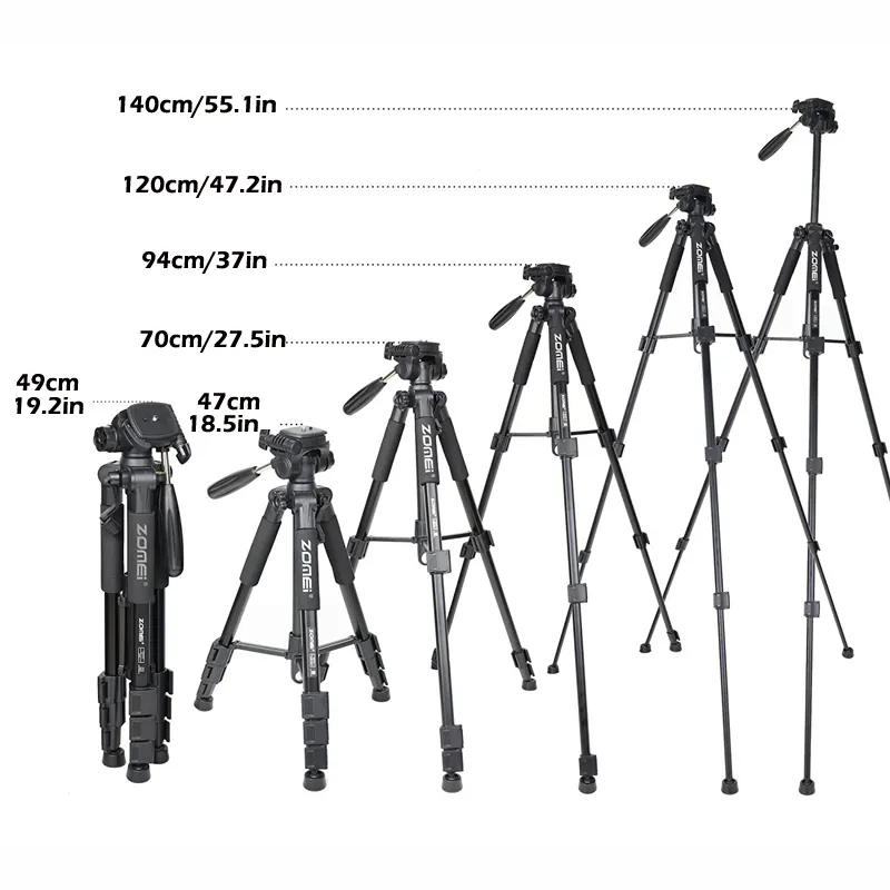 Lightweight 55''/140cm Aluminum Tripod - Perfect for Cameras & Phones ...