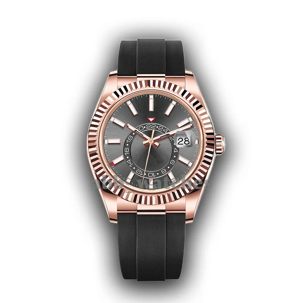 abb_watches Montre pour Homme Automatique Mécanique SKY Montres Montre-Bracelet d'affaires Moderne Ronde en Acier Inoxydable Montre en Caoutchouc Luxe Limitée Papillon Jour Date Montres