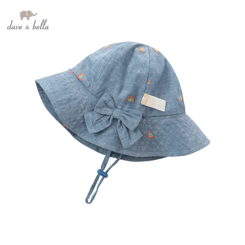 CAPS HATS DBM16513 Dave Bella Spring Born Baby Girls Fashion Bow Cartoon Embroidery Hat 230313