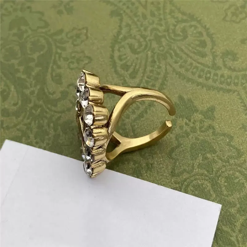 Fashion Ring Letter Diamond Designer Wrap Designers Jewelry for Women Mens Fashion Unisex Gold Retro Casual Rings