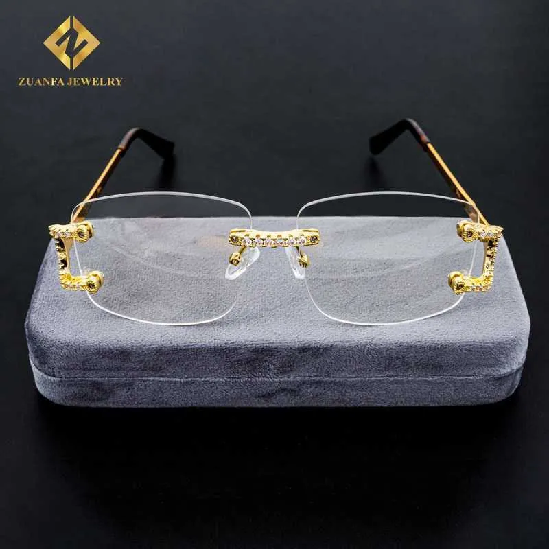 Nouveau métal personnalisé incrusté 5A zircon ins hommes et femmes exquis plein de diamants lunettes de soleil modernes lunettes à la mode