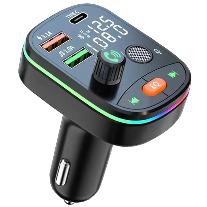 Q10 Bluetooth 5.0 Transmetteur FM sans fil Double affichage PD 20W Charge rapide Double chargeur USB Kit de voiture mains libres Modulateur FM avec emballage de vente au détail