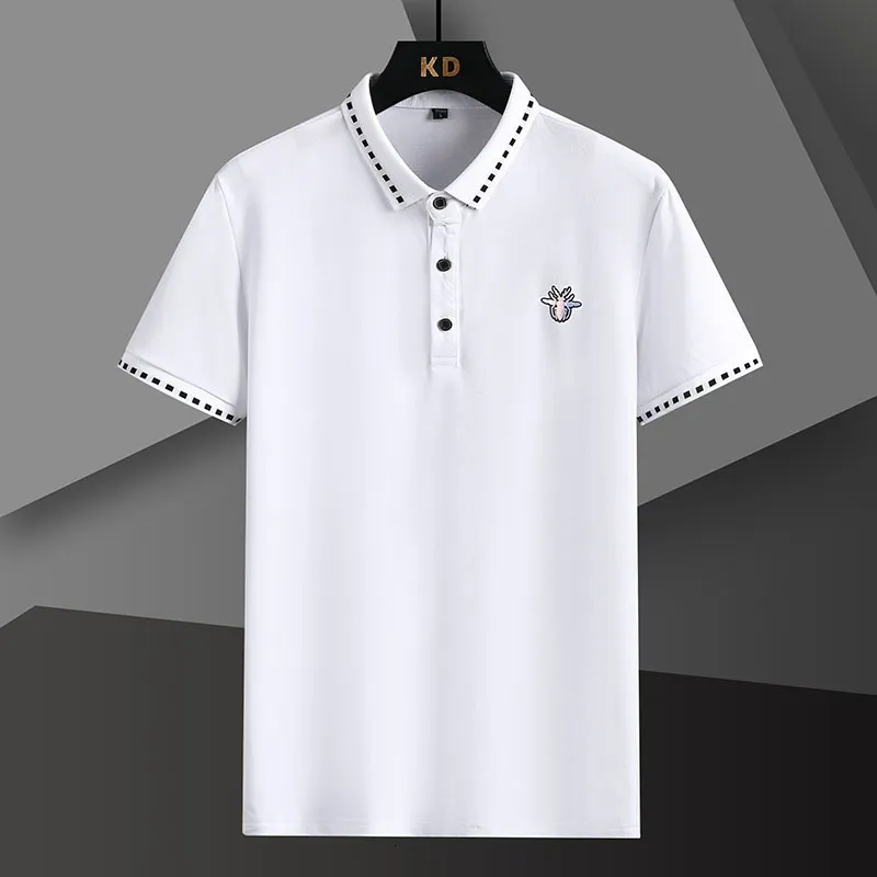 Mäns T-shirts Högkvalitativ broderad t-shirt Män Kort ärm LAPEL POLO-skjortor avvisar kragen Casual Business Social Polo Shirts 230313