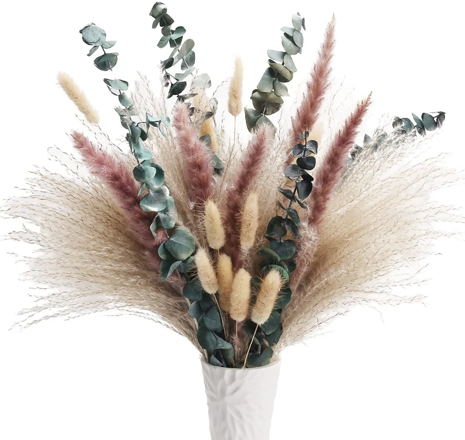 Couronnes de fleurs décoratives Fleurs séchées naturelles Queue de lapin d'eucalyptus Herbe de la pampa Bouquet préservé DIY Mariage Fête des mères Chambre cadeau pour les filles 230313