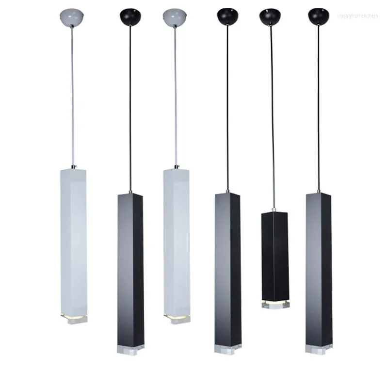 Suspension Lampes Led Tube Lampe Nordic Droplight Cristal Acrylique Aluminium Industrielle Chambre À Manger Bar Spot Light