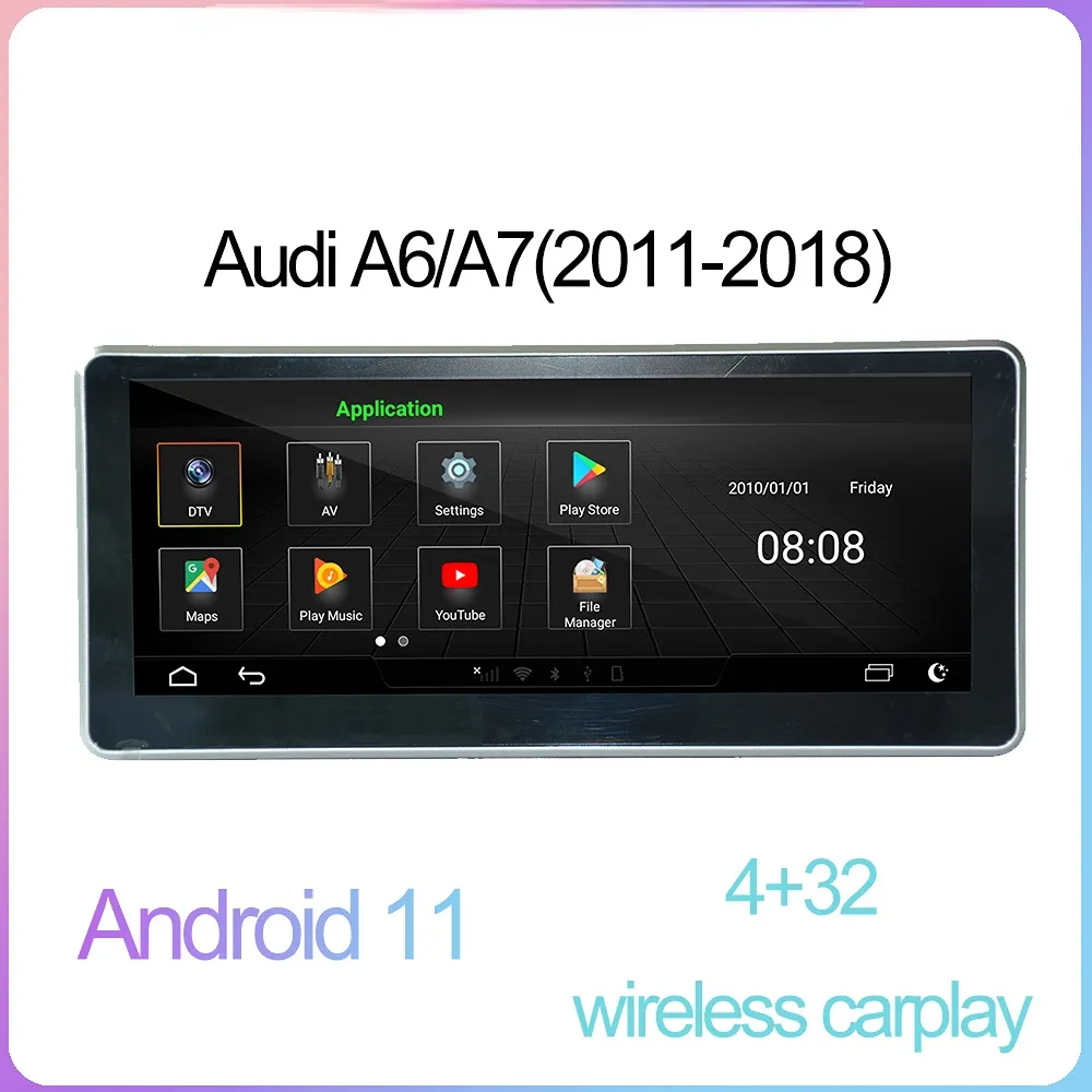 10,25-дюймовый автомобильный DVD-плеер с сенсорным экраном Auto GSP Wi-Fi Android GPS Navi Bluetooth CarPlay для Audi A6/A7/S7/S6/S7/RS6/RS7 MMI 3G адаптер