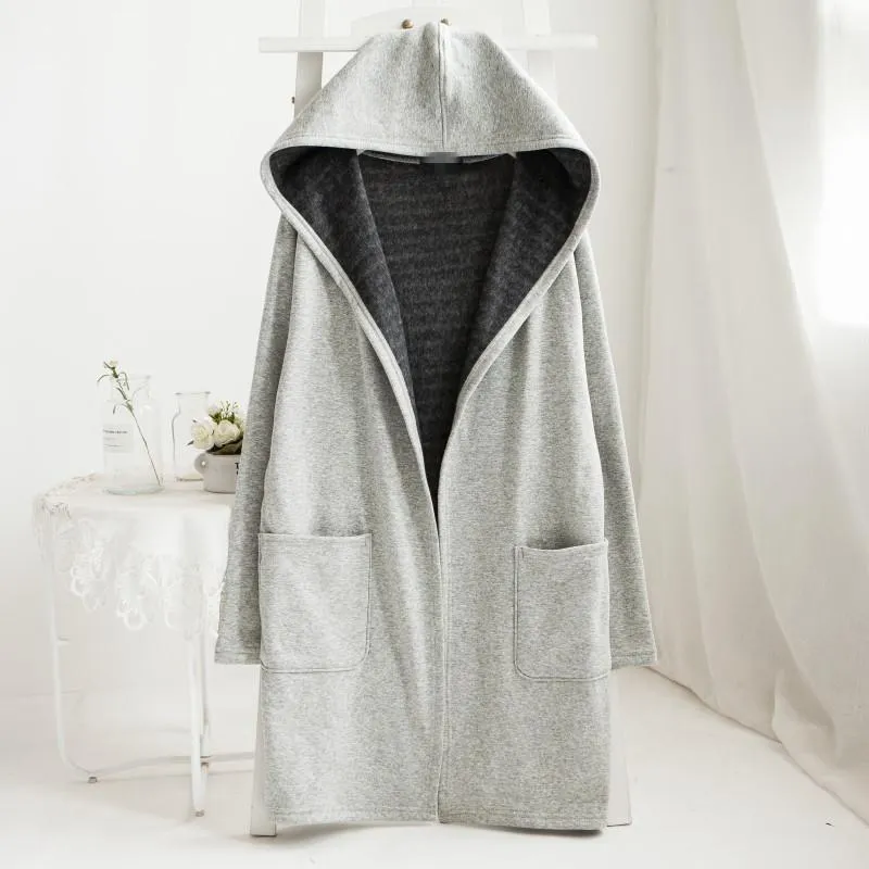 Women's Sleepwear Woman's Nightgown Long Robe With Hat Inside Fleece Bathrobe