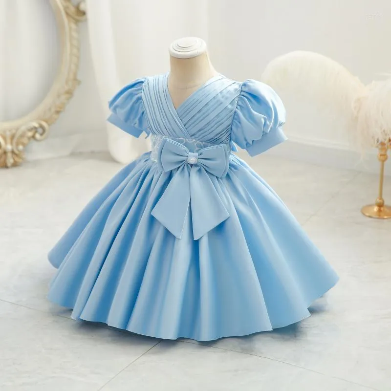 Girl Dresses White Princess Dress For Flower Bow Birthday Kids Clothes Wedding Evening Party Girls Clothing Ball Gowns Costume Vestidos