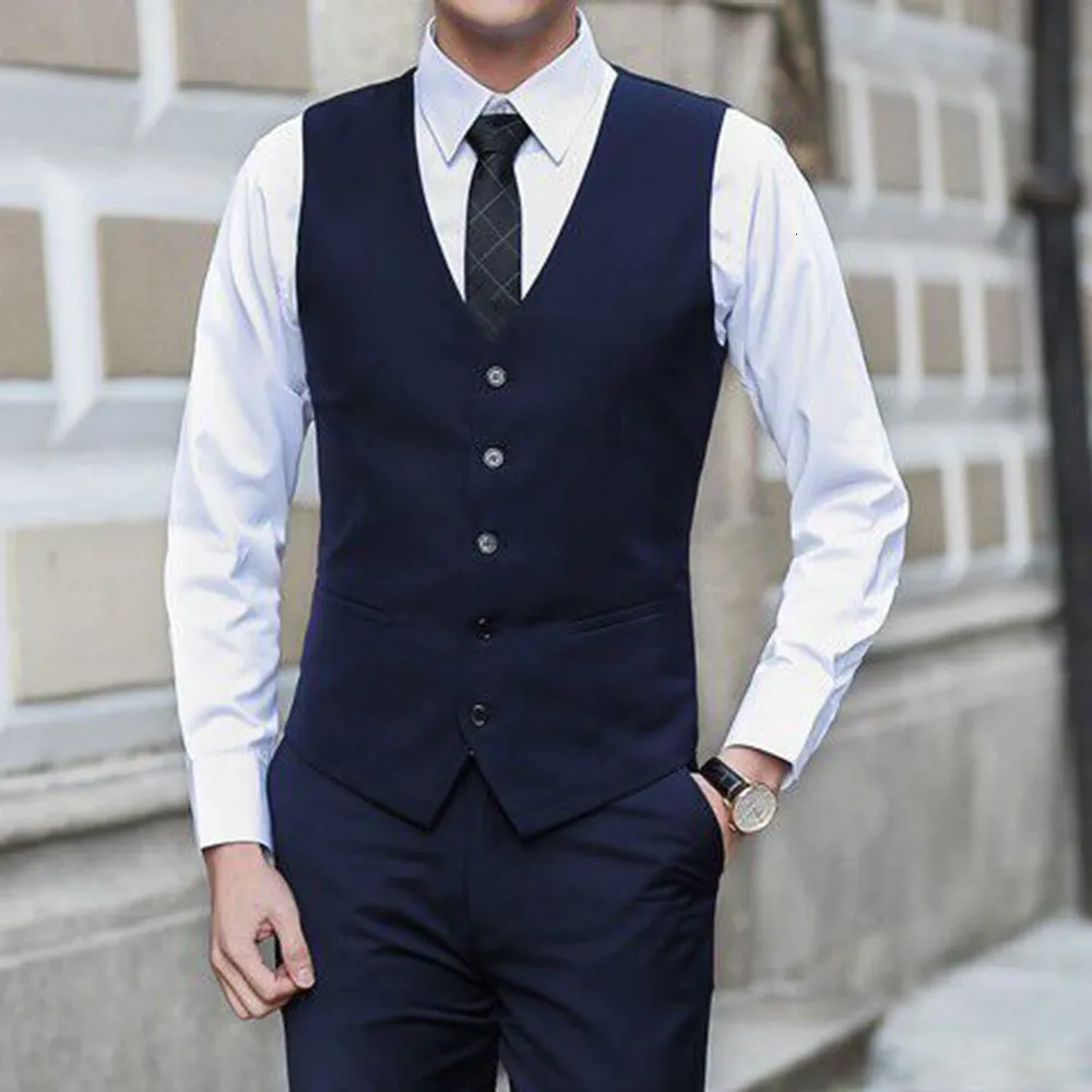 mens dress vests blue