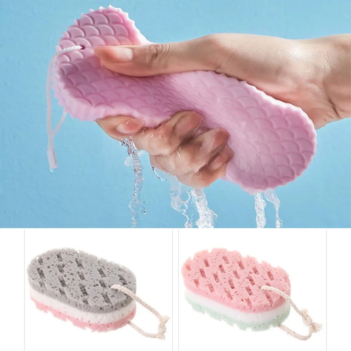 Exfoliating And Dead Skin Remover Bath Sponge With Body Massage