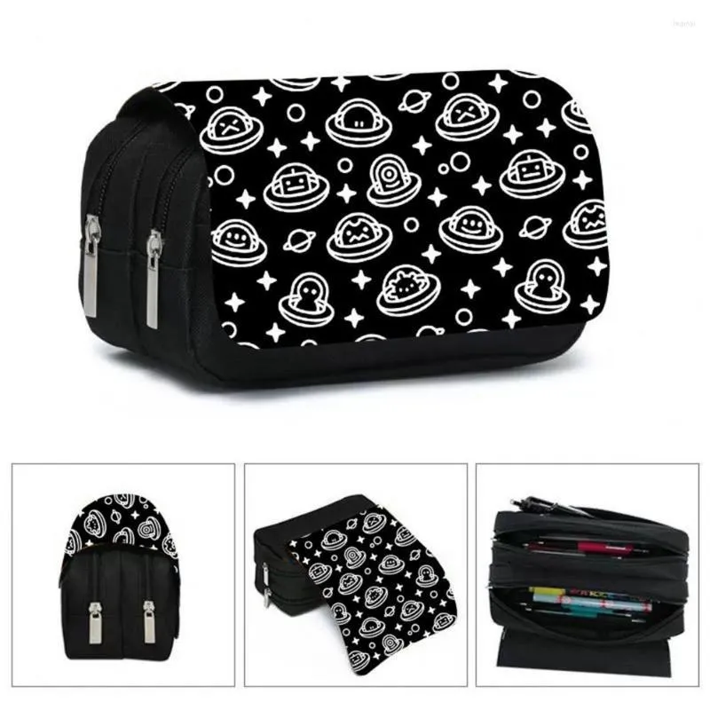 Dust-proof Smooth Zipper Cartoon Flip Starry Sky Astronaut Pen Bag School