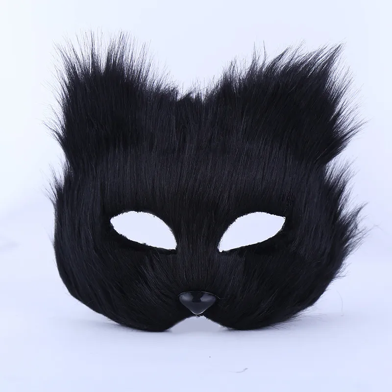 Furry Fox Party Mask Faux Fur Animal Cosplay Costume For Girls