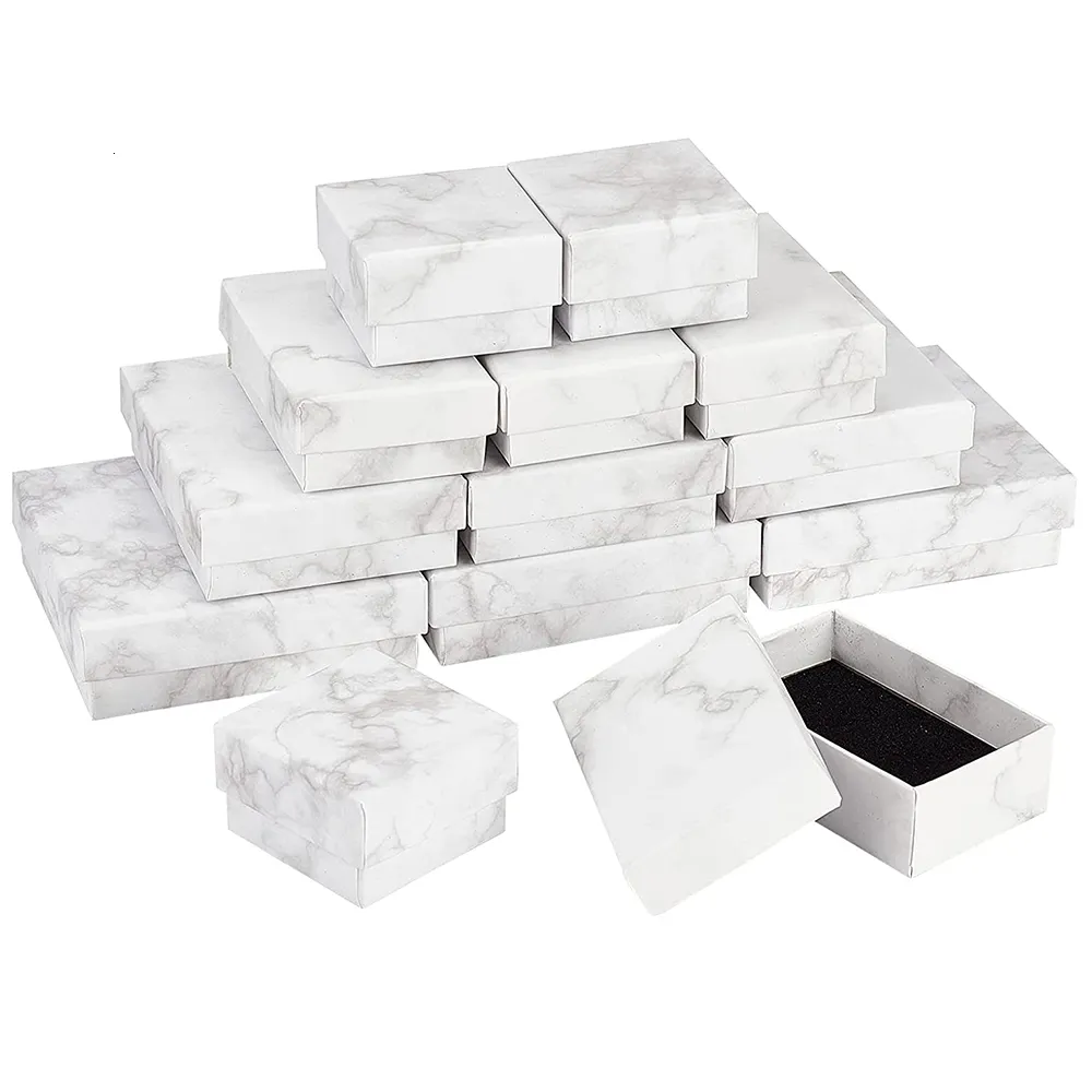 Caixas de jóias 18 ~ 24pcs papel de papelão caixas de jóias de armazenamento Caixa de transporte para colares Brincos de pulseiras Retângulo quadrado 230311