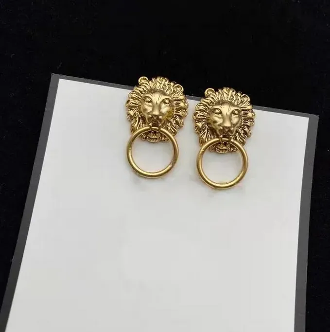 Designer Brand Hoop Letters Orecchini Retro Vintage Copper Colorful Crystal Stone Ear Rings Jewelry for Women Party con confezione regalo