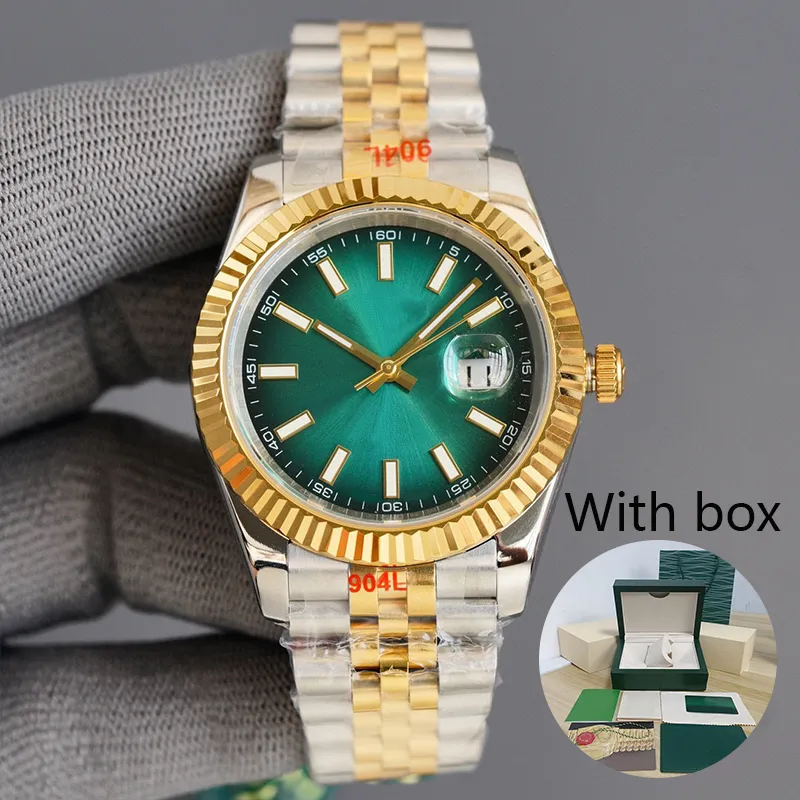 Data zegarek męski 41 mm Automatyczne mechaniczne złoto 904L Pasek ze stali nierdzewnej Sapphire zielone lustro luksusowe, świetliste wodoodporne zegarki Montre de Luxe