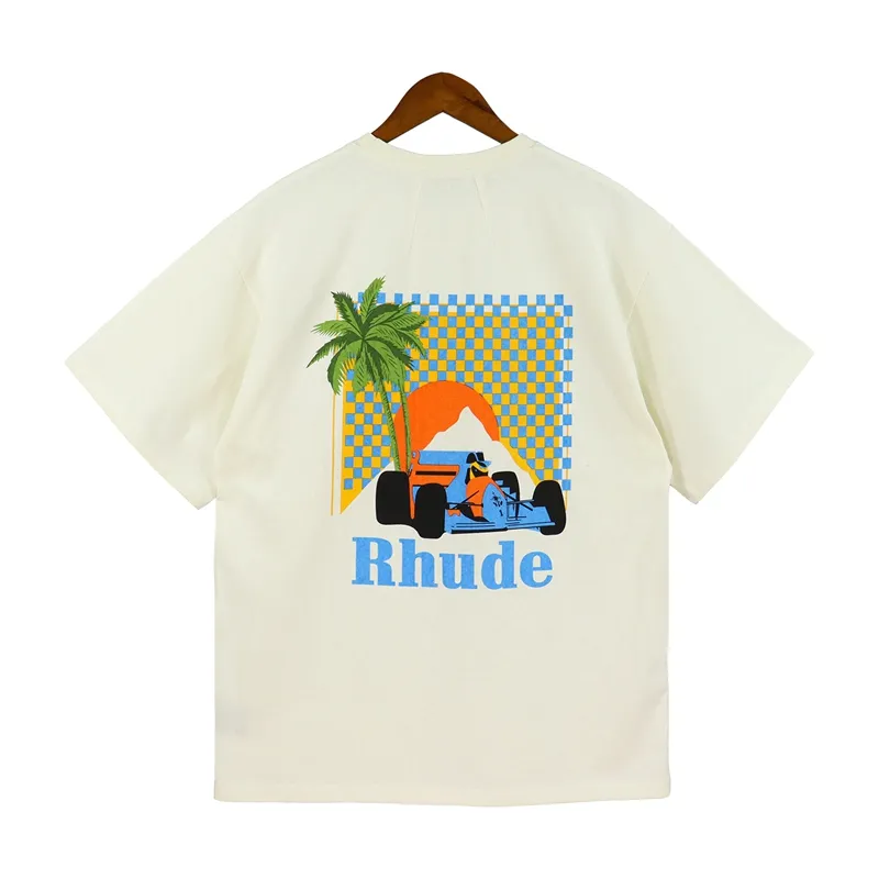 Rhude Designer Plus Size t-shirts Unisex T-shirts Zwaar gewicht groot T-shirt Vintage Hip Hop Oversized Tee Dames Heren Korte mouwen Street Fashion Tops Tkvq