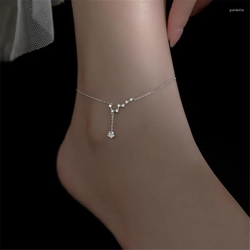 Link bransoletki Srebrny kolor Tassel Crystal Big Dipper Charm Wiselant Anklet Party Beach Biżuteria dla kobiet dziewczęta SL405