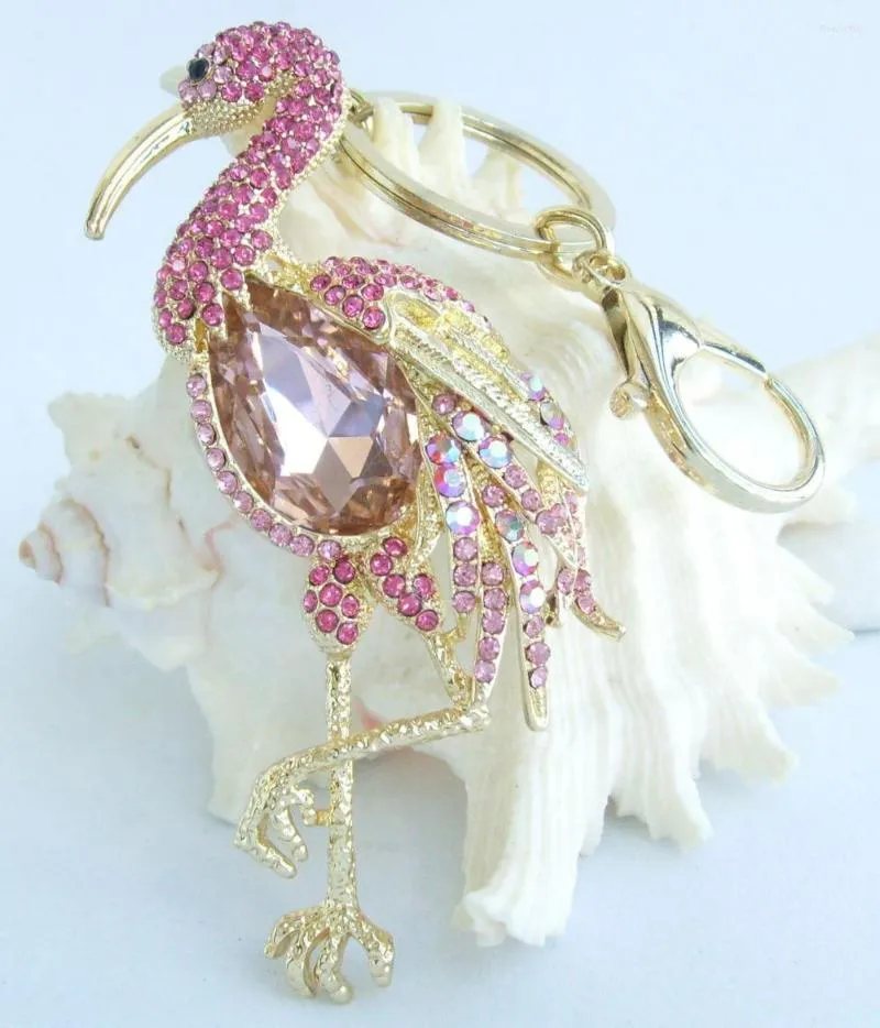 Klapety Animal 3,94 "Ptak Flamingo Pendant Pintant Pink Rhinestone Crystal K06620C8