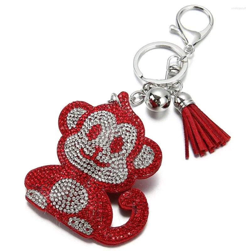 Porte-clés strass singe porte-clés porte-anneaux cristal pour femmes bijoux sac pendentif voiture porte-clés