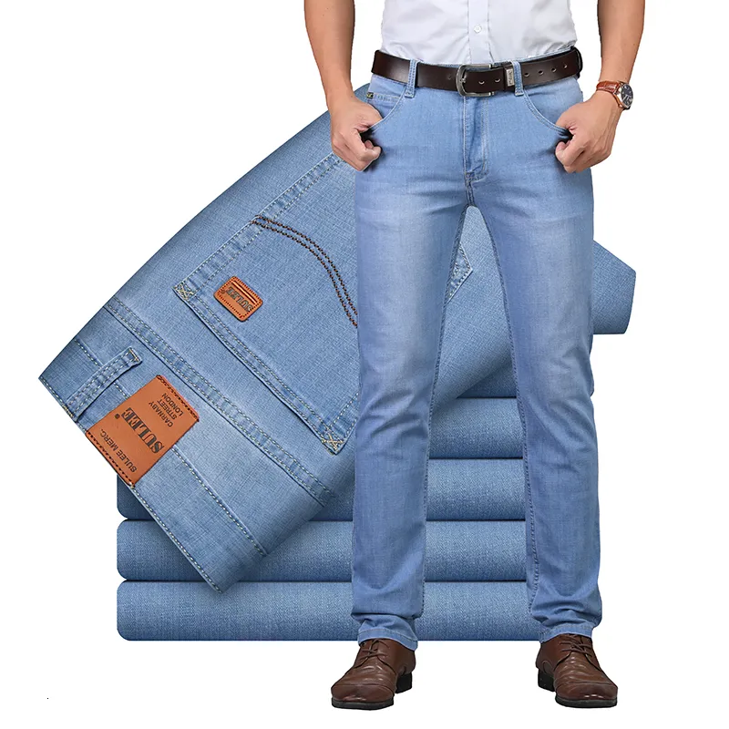 Männer Jeans Sommer Business Stil Utr Dünne Licht Mode Männlichen Casual Denim männer Jeans Schlank Großhandel Hosen 230313