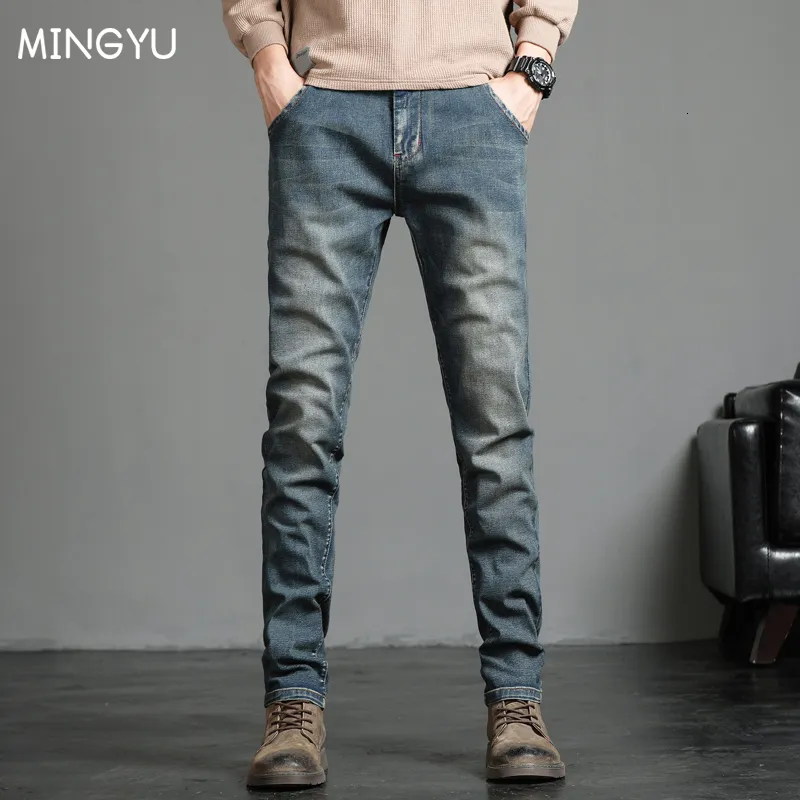 Jeans pour hommes jeans masculin sage skinny jeans mode Coton décontracté denim slim slim fit pantalon coréen masculin streetwear marque de marque 230313