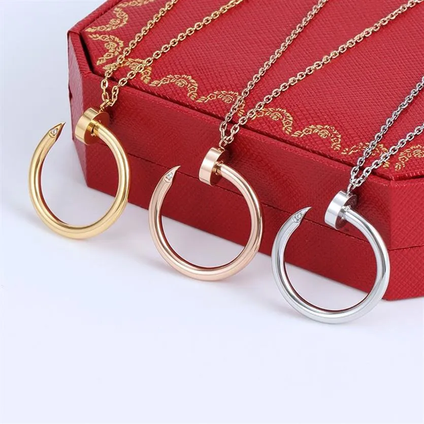 Nya män och kvinnor hänge halsband modedesigner design rostfritt stål nagelhalsband239f