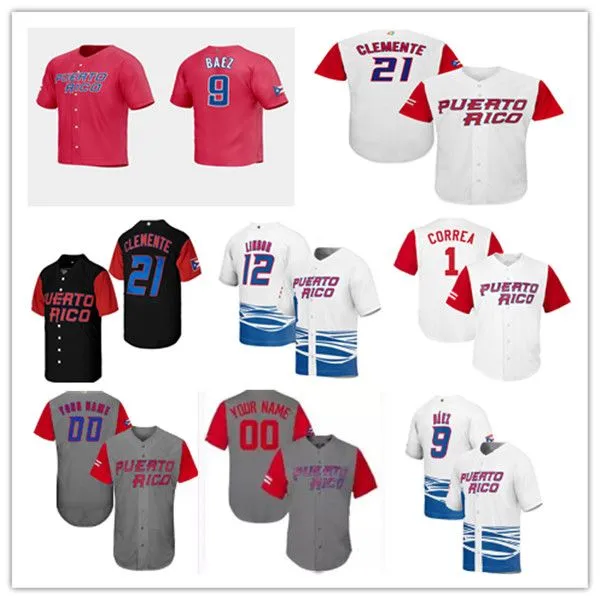 CUSTOM 2023 World Baseball Classic WBC Puerto Rico Jerseys Javier Baez