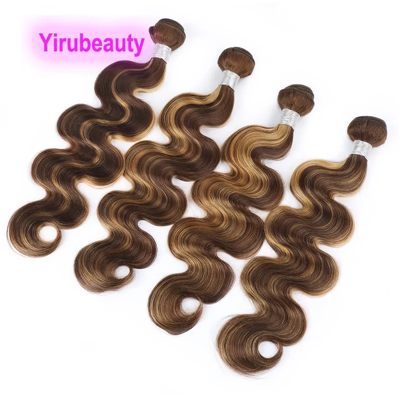 Hårförlängningar Body Wave Malaysian Human Virgin Hair Double Wefts P4 27 Piano Color 10-30inch 4 Styck/lot