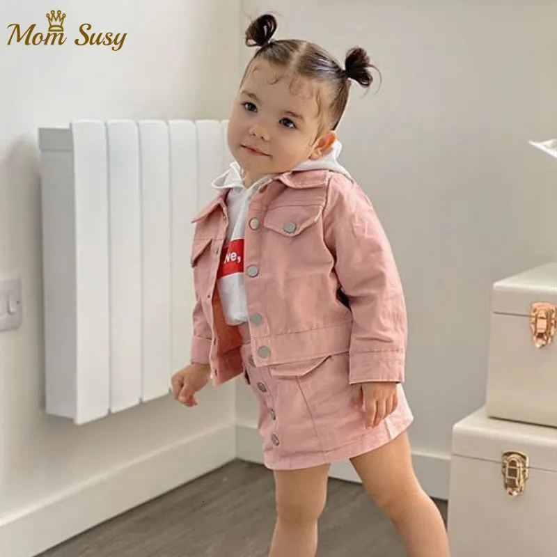 Clothing Sets Baby Girl Clothes Set Cotton Infant Toddler Girls Jean JacketDenim Skirt 2PCS Spring Autumn Long Sleeve Clothing sets Outfit 230313