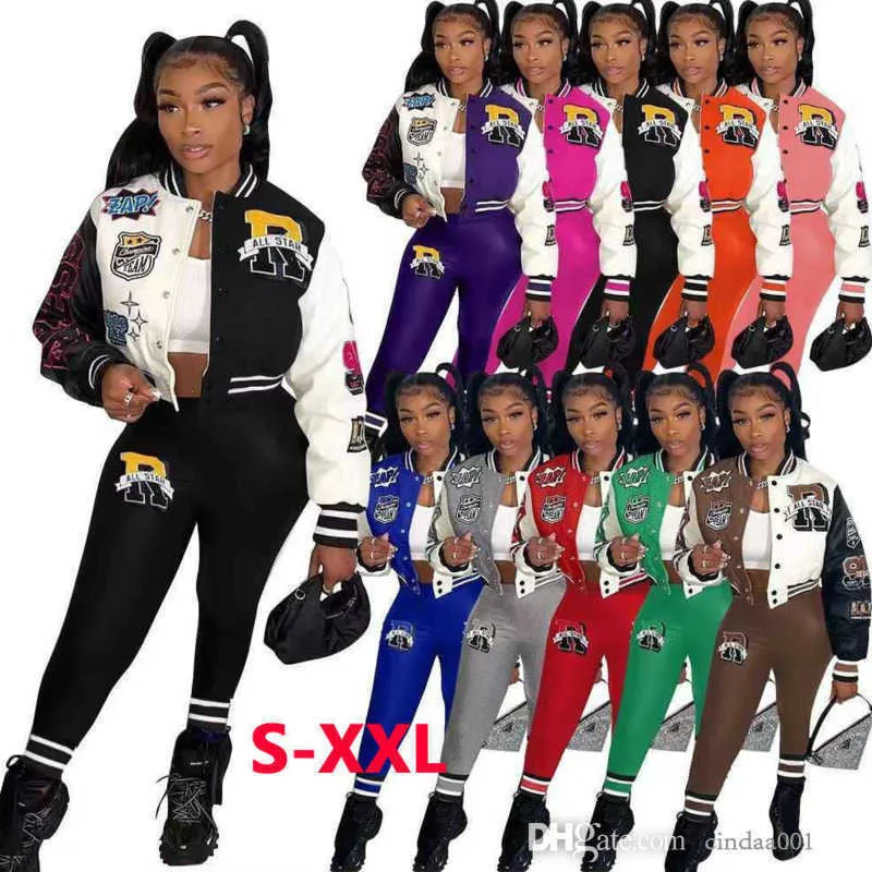 Vrouwen tweedelige broek set 2023 lente winter tracksuits letter print dubbele draad jas mode sportkleding designer kleding