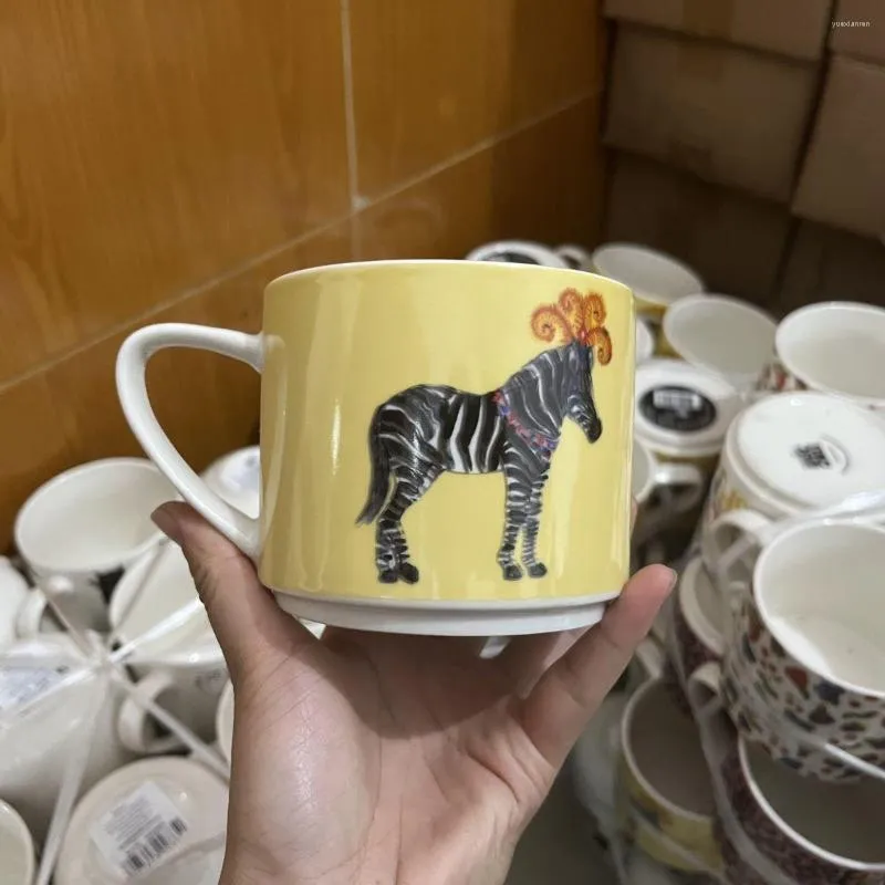 Cups Saucers Cute Cartoon Zebra Pattern Ceramic Afternoon Tea Coffee Milk Cup High Temperature Resistance Home Decoration Accessories