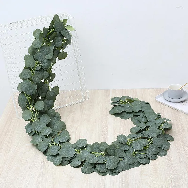 Decorative Flowers LuanQI 1M Artificial Vines Fake Plants Green Eucalyptus Leaves Garland Rattan Wall Wedding Home Decorations